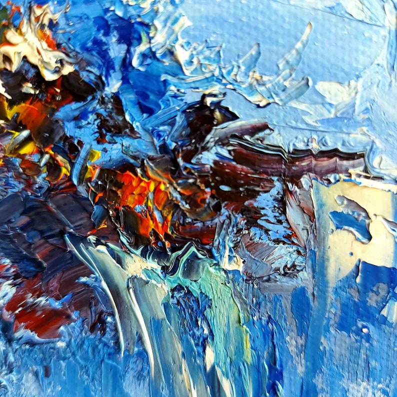 Blue Mountains Painting Abstract Mountains Art Impasto Oil Etsy