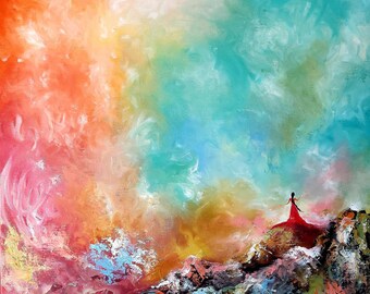WOMEN FEMINIST ART-Women In Universe Painting-Women Power Art-Meditation Wall Art-Universe Wall Decor-Lovely Wall Artwork-Abstract