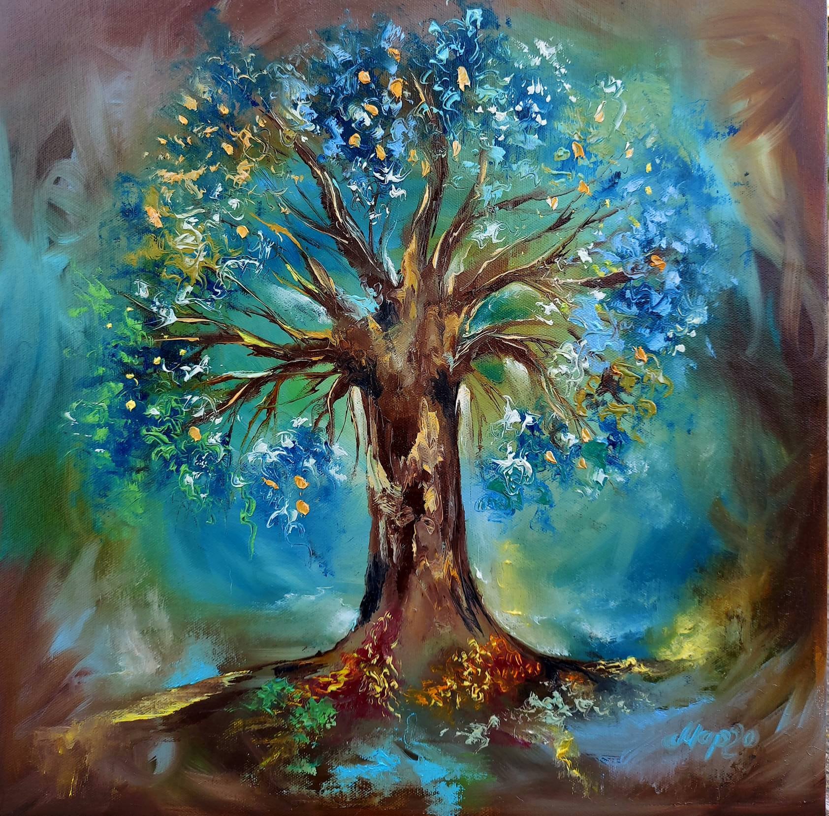 Tree of Life Original Oil Painting Family Tree Fantastic Tree Art