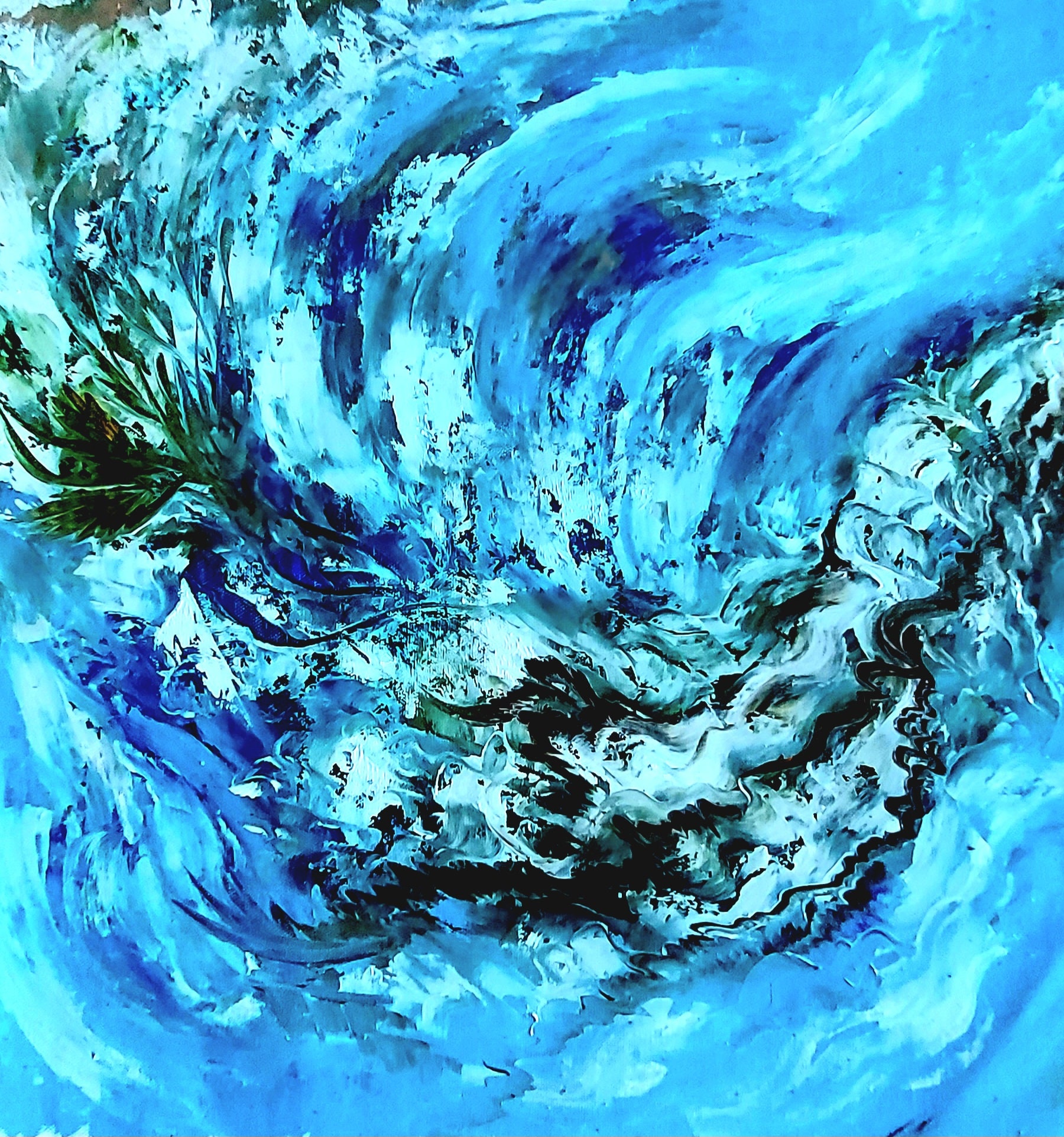Wave Art-Wave Abstract Wall Art- Aquatic Painting-Nautical Artwork-Original Oil Painting-Blue Lagoon Artwork-Handmade-Gollection Art