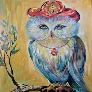 Owl Original Oil Painting Bird Art  Exclusive Artwork Personal order
