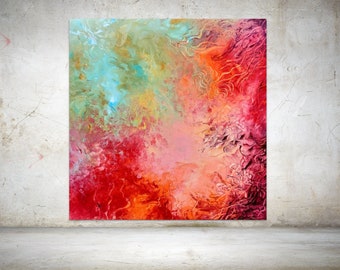 Cadeau pour le mariage PAINTING-Energy Art-Passion Wall Painting-Red Color Abstract-Affection Wall Art-Relationship Wall Art- Colorful Art