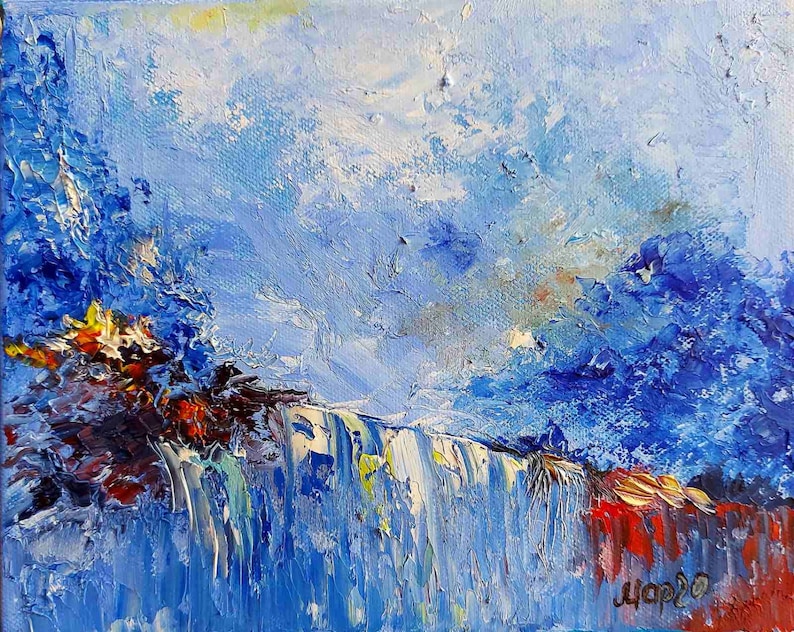 Blue Mountains Painting Abstract Mountains Art Impasto Oil Painting Etsy Norway