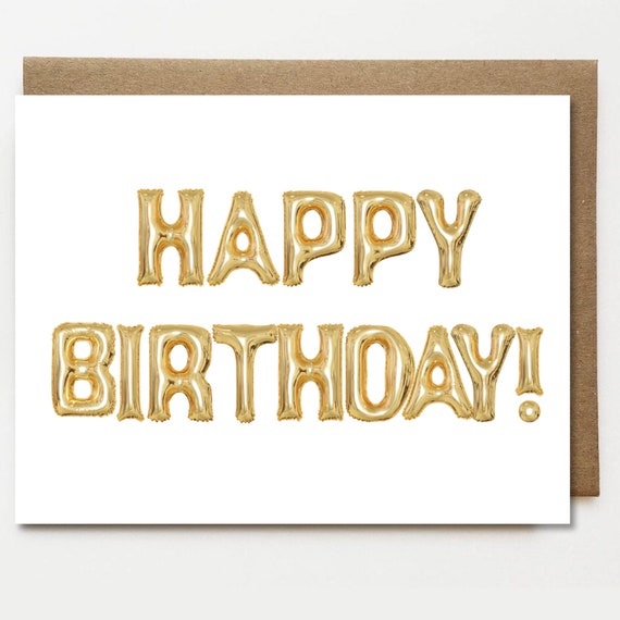 Happy Birthday Gold Balloons Birthday Card Card for Anyone