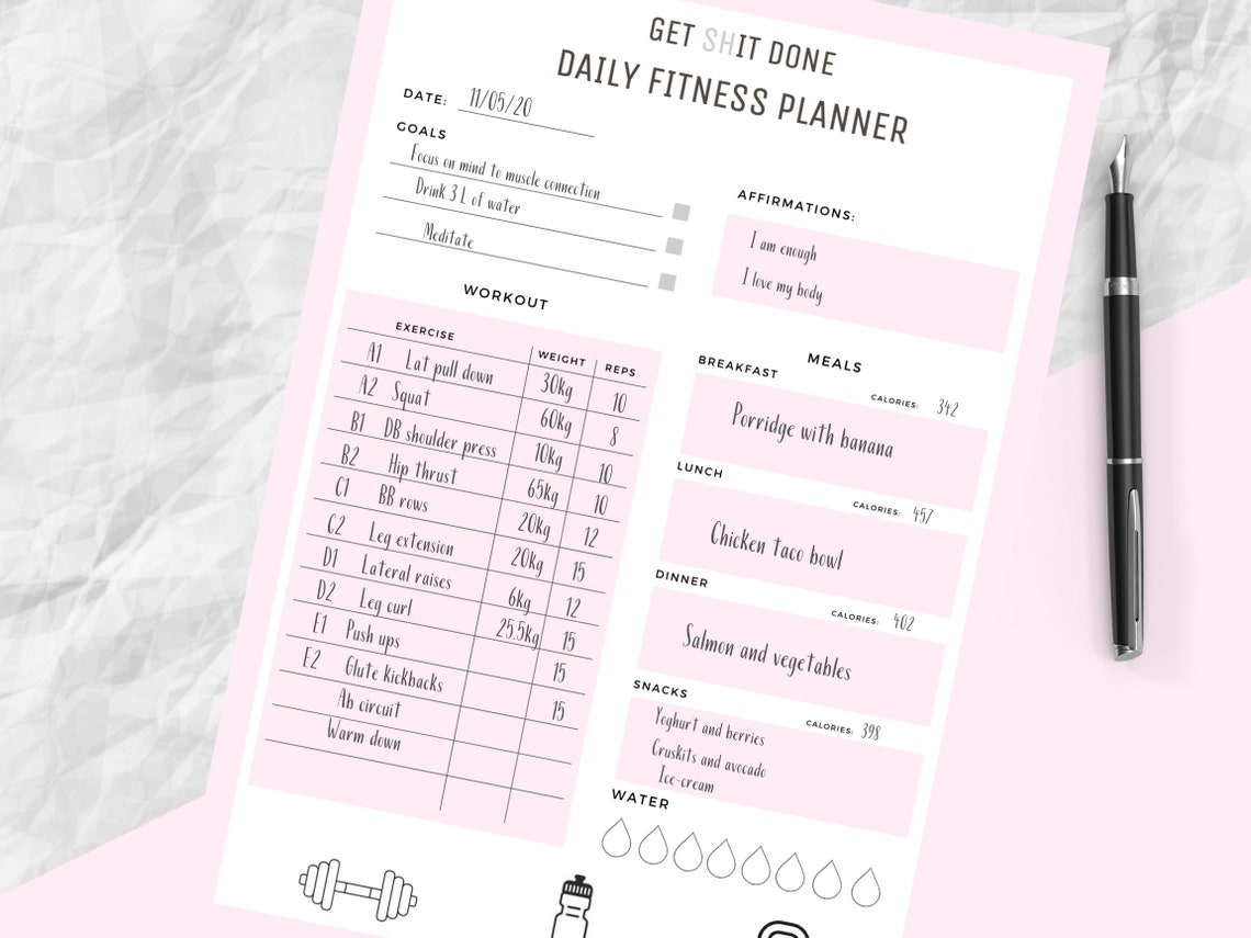 Fitness Planner Pack Daily Weekly Monthly Workout Planner Etsy Australia