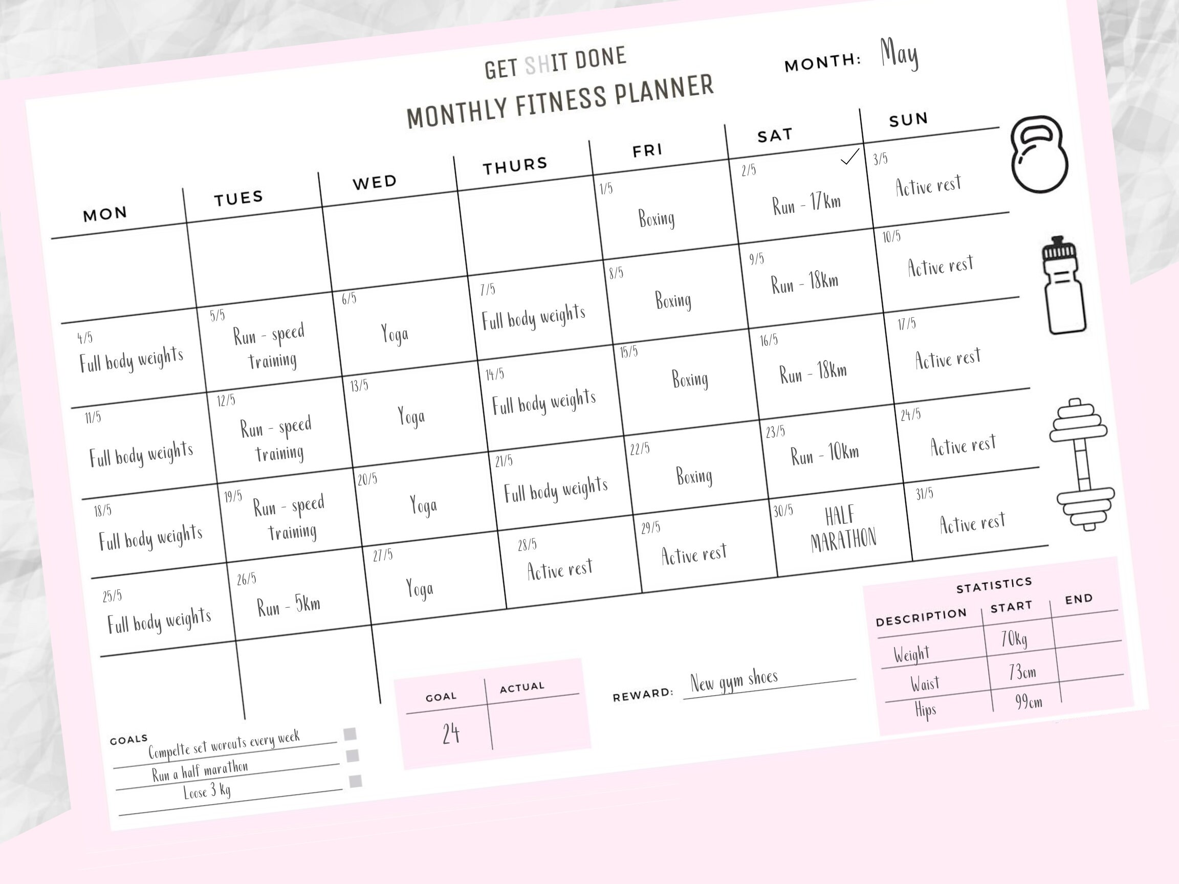 Fitness Planner Pack Daily Weekly Monthly Workout Planner Etsy Australia