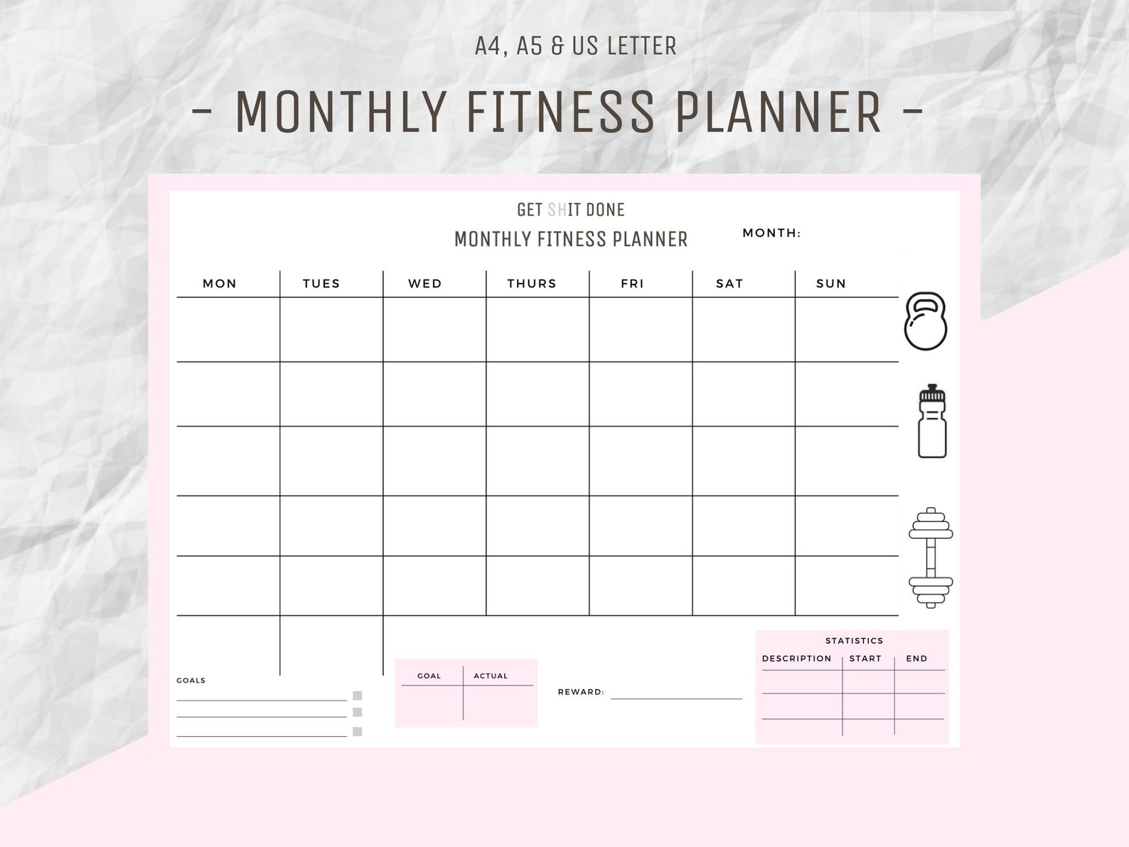 Fitness Planner Pack Daily Weekly Monthly Workout Planner Etsy Australia