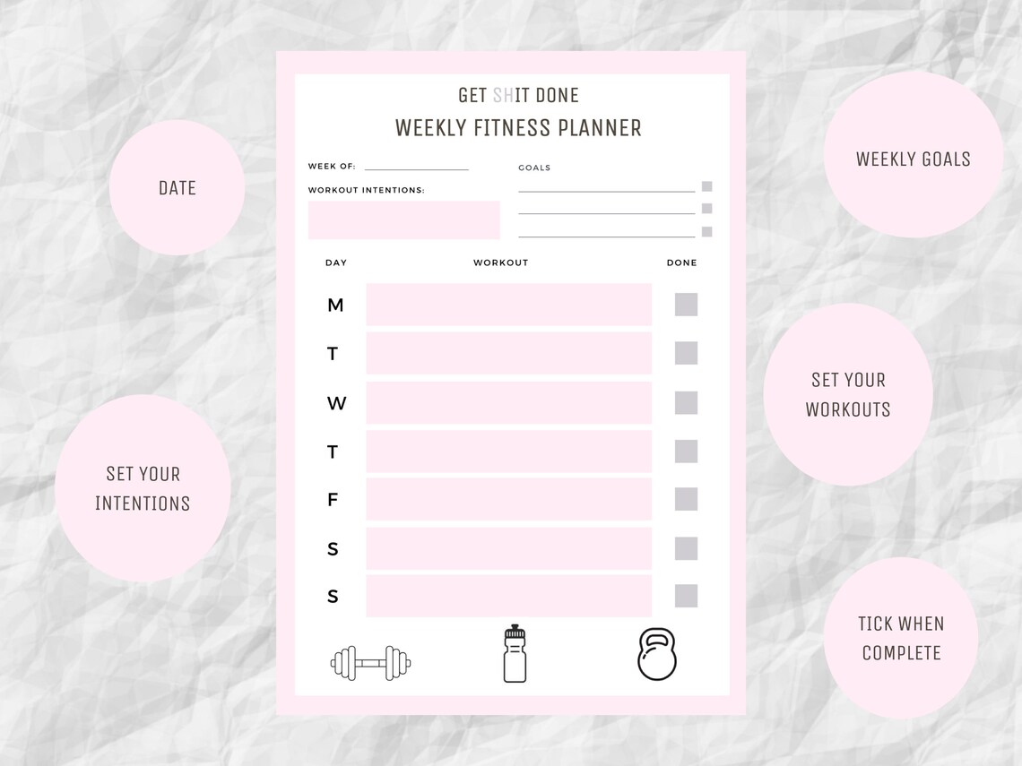 Fitness Planner Pack Daily Weekly Monthly Workout Planner Etsy Australia