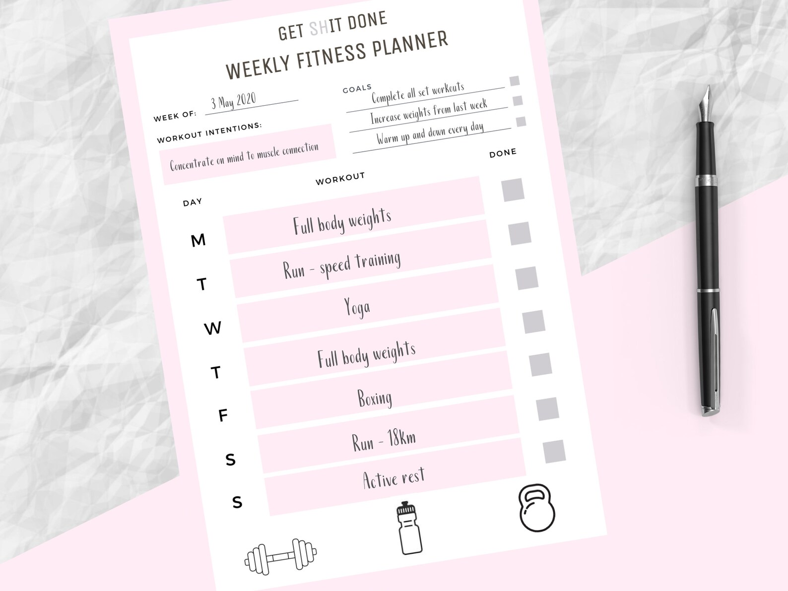 Fitness Planner Pack Daily Weekly Monthly Workout Planner Etsy Australia