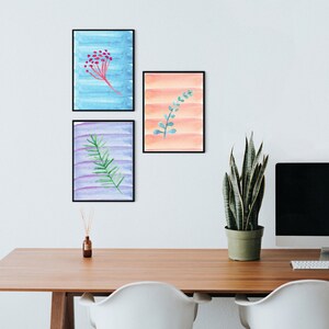 Flower Design Printable Wall Art, Watercolour Home Decor, Digital Print ...