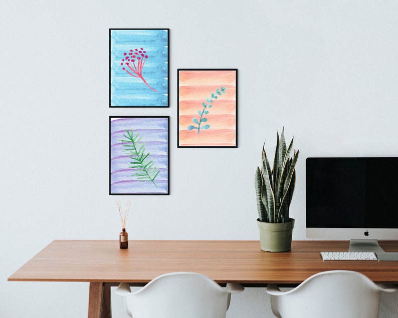 Flower Design Printable Wall Art, Watercolour Home Decor, Digital Print ...