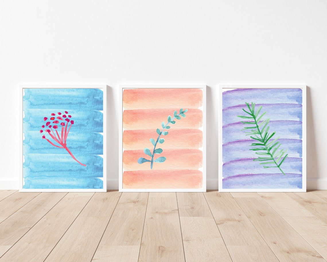 Flower Design Printable Wall Art, Watercolour Home Decor, Digital Print ...