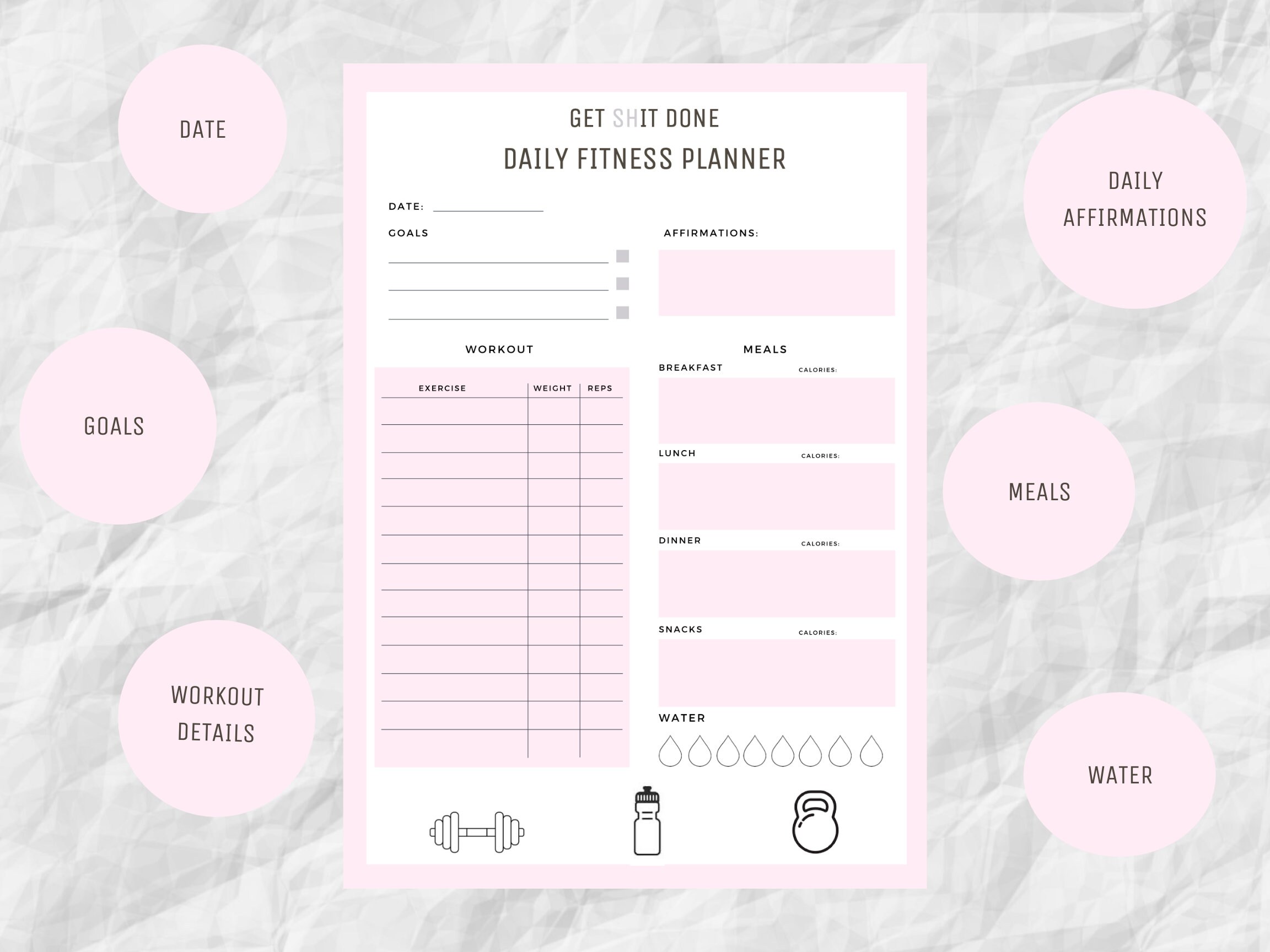 Fitness Planner Pack Daily Weekly Monthly Workout Planner Etsy Australia
