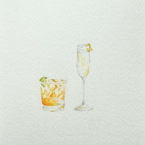 Aquarelles personnalisées | Des originaux peints à la main pour toutes les occasions | Cartes de mariage | Tableau personnalisé pour boire pour elle et pour lui