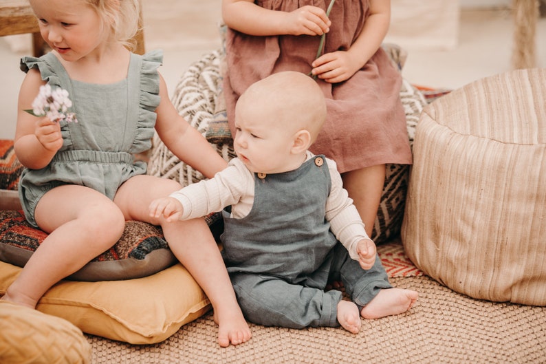 orion linen unisex playsuit sea