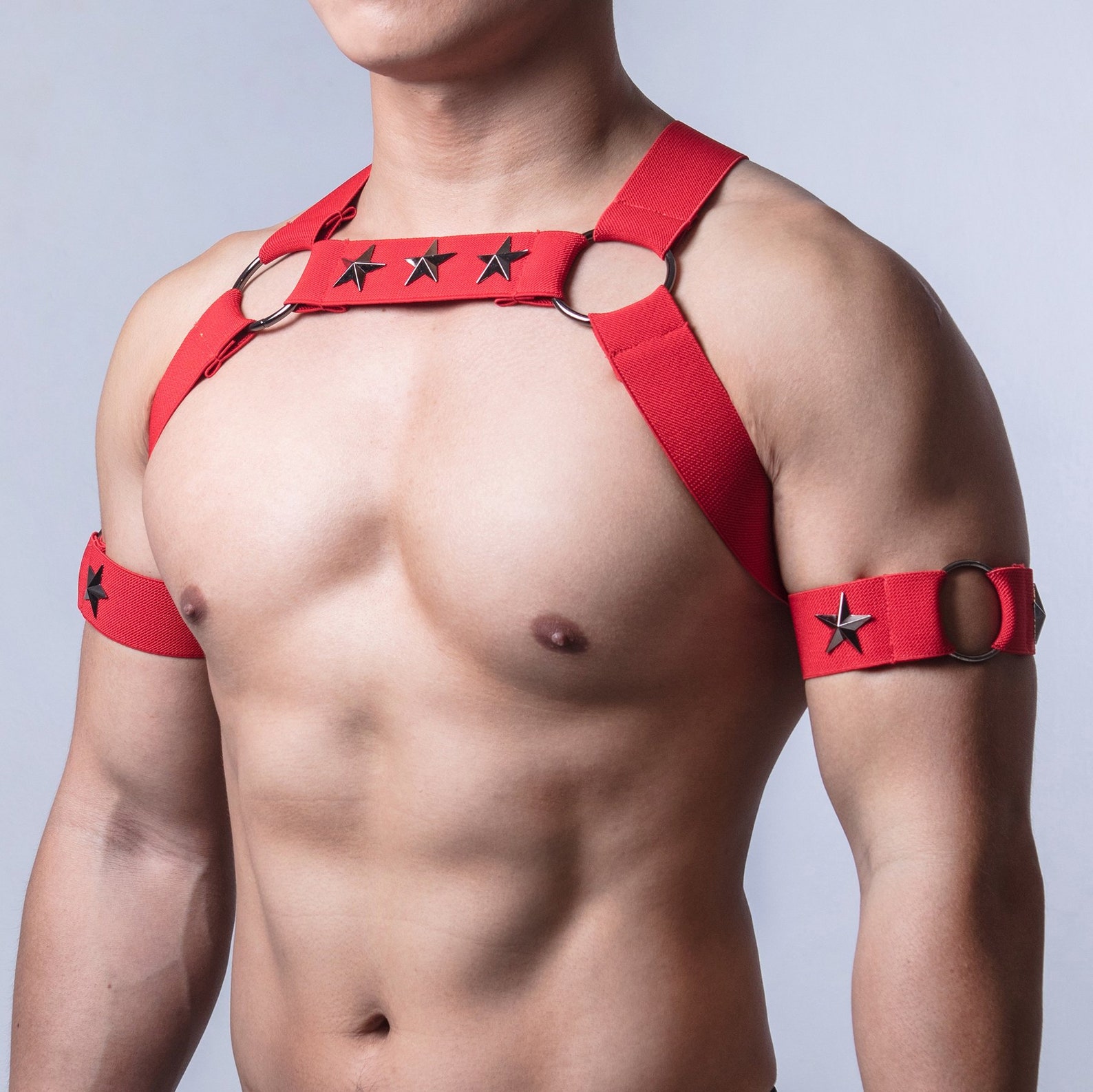 Red Harness Mens shoulder harness Circuit party accessory gay Etsy