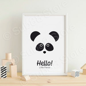 Hello! Little Panda Minimalist Wall Decor - Child's Room Gift Idea - Cute Nursery Poster