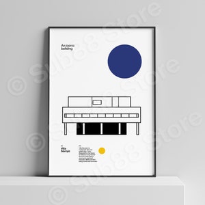 Le Corbusier Villa Savoye France Modern Architecture Art Print | Graphic Illustration Abstract Poster