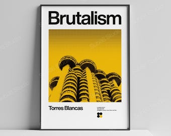 Brutalist Torres Blancas Madrid Print: Mid Century Modern Bauhaus Poster