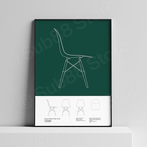 Eames DSW Chair Poster Mid Century Poster Art Print - Minimal Design - Charles and Ray Eames