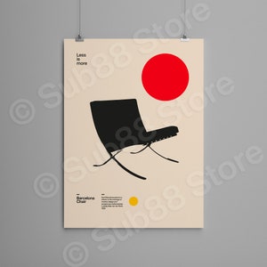 Poster Barcelona Chair, Ludwig Mies van der Rohe, Furniture Bauhaus Design, Architect / Designer Gift