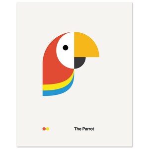 The Parrot - Nursery Poster Print - Bauhaus for Kids - Nursery Decor, minimalist Nursery Prints, Nursery Print, geometric Print, Kids Prints