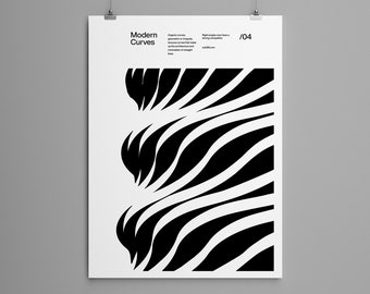 Modern Curves Architecture Print: Minimalist Helvetica Wall Art