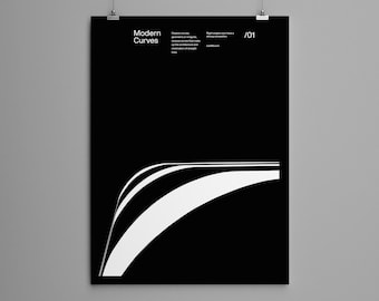 Modern Curves 01, Modern Architecture Design Poster, minimalist interior wall decor, Modern Art, Print, Typographic, Helvetica