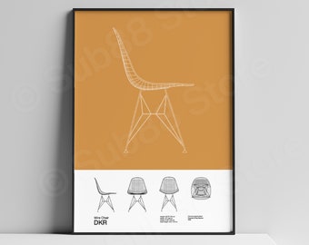 Eames DKR Chair Poster Mid Century Poster Art Print - Minimal Design - Charles and Ray Eames