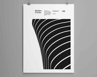 Modern Architecture Print: Minimalist Curves, Helvetica Neue Typography
