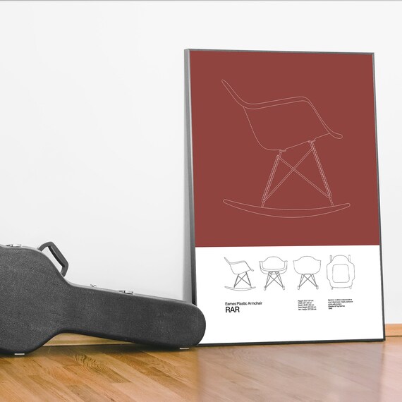 Eames Rar Chair Poster Mid Century Poster Art Print Minimal Etsy