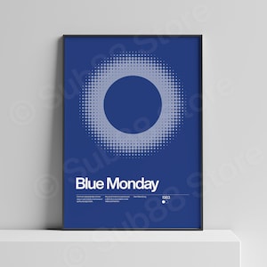 Blue Monday Inspired New Wave Song Print | Music Print | Unframed Indie Music Art | Concert Poster | Gig Poster