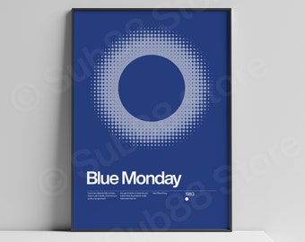 Blue Monday Inspired New Wave Song Print | Music Print | Unframed Indie Music Art | Concert Poster | Gig Poster