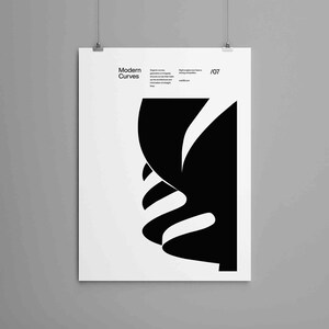 Modern Architecture Poster, Minimalist Curves Art Print, Helvetica Neue, Architect Gift, Home Decor