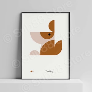 Nursery Poster | The Dog | Bauhaus for Kids | Child Room Decor | Cute Animal Minimalist Design Print