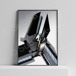 Brutalist Architecture Poster: 3D Abstract Montage Art Print