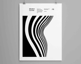 Modern Curves 10, Modern Architecture Design Poster, minimalist interior wall decor, Modern Art, Print, Typographic, Helvetica Neue