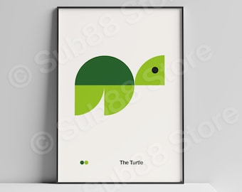 Turtle Nursery Print: Bauhaus Geometric Art, Modern Kids Decor