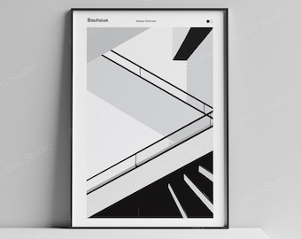 Bauhaus Staircase Print: Walter Gropius Dessau Poster