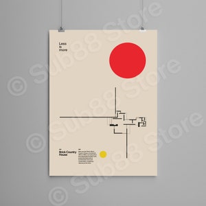 Poster Brick Country House, Ludwig Mies van der Rohe, Minimal Architecture Bauhaus Design Wall Art