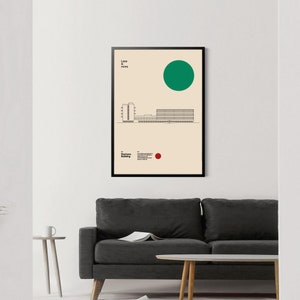 Poster Bauhaus Building Walter Gropius 1926, Minimal Architecture Dessau Bauhaus Design wall art, Architect Gift image 4