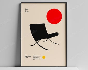 Poster Barcelona Chair, Ludwig Mies van der Rohe, Furniture Bauhaus Design, Architect / Designer Gift