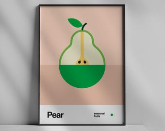 Minimalist Pear Art Print: Modern Kitchen & Dining Decor