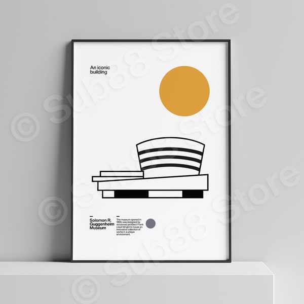 Guggenheim Frank Lloyd Wright NY Minimalist Graphic Poster