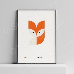 Nursery Poster The Fox Bauhaus for Kids Child Room Decor Cute Animal Minimalist Design Print image 1