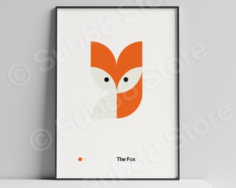 Fox Nursery Print: Bauhaus Minimalist Animal Art