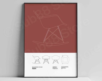 Eames RAR Chair Art Print: Mid-Century Modern Minimalist Poster