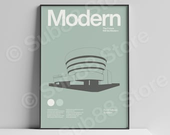 Modern Poster Modernism Minimal Graphic Architecture Bauhaus Guggenheim Museum Frank Lloyd Wright