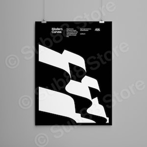 Modern Curves 05, Bauhaus Architecture, Design Poster, Modernism, Minimalist Print, Helvetica Typography
