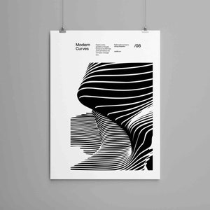 Architecture Design Poster, Modern Curves 08, Minimalist design, Modern building, Helvetica typography